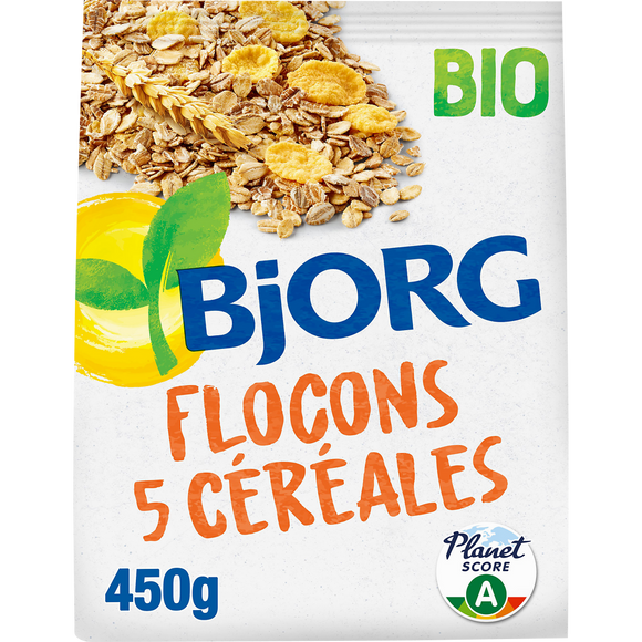 Flocons 5 cereales bio BJORG, sachet 450g