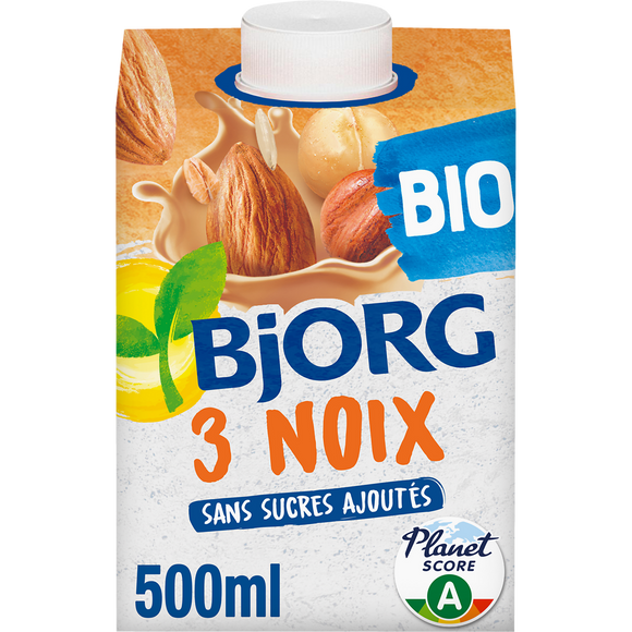 Boisson végétale aux 3 noix sans sucre ajoutés bio BJORG, brique 50cl