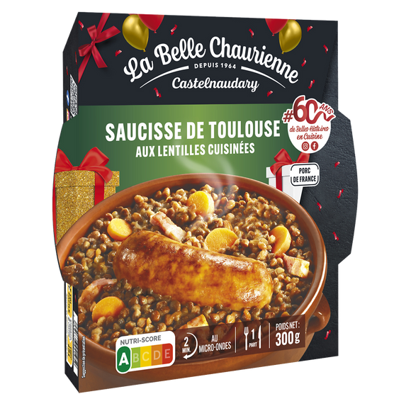 Saucisse de Toulouse aux lentilles LA BELLE CHAURIENNE, Boîte 300g