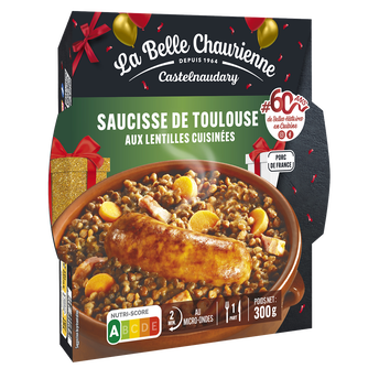 Saucisse de Toulouse aux lentilles LA BELLE CHAURIENNE, Boîte 300g