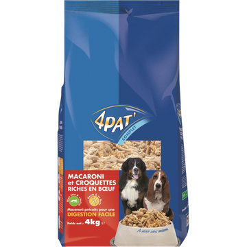 Repas complet pour chien aux macaronis et aux viandes 4PAT', 4kg
