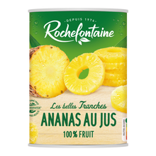 Tranches entières d'ananas au jus ROCHEFONTAINE, boîte 3/4, 340g