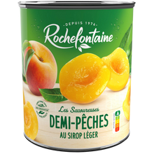 Demi pêches au jus ROCHEFONTAINE, boite 4/4, 480g