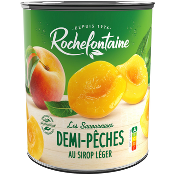 Demi pêches au jus ROCHEFONTAINE, boite 4/4, 480g
