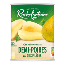Demi poires au sirop léger ROCHEFONTAINE, boîte 1/2 230g