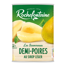 Demi poires au sirop léger ROCHEFONTAINE, boîte 4/4, 480g