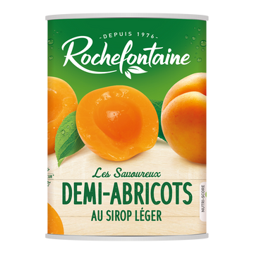 Demi abricots au jus ROCHEFONTAINE, boîte 4/4, 480g