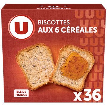 U Biscottes aux 6 céréales x36 - 300g