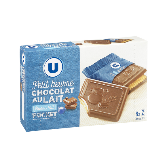 U Biscuits petit beurre choco lait fourré boîte de 268g