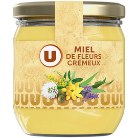 U Miel crémeux Mille fleurs  pot en verre de 500g