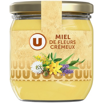 U Miel crémeux Mille fleurs  pot en verre de 500g