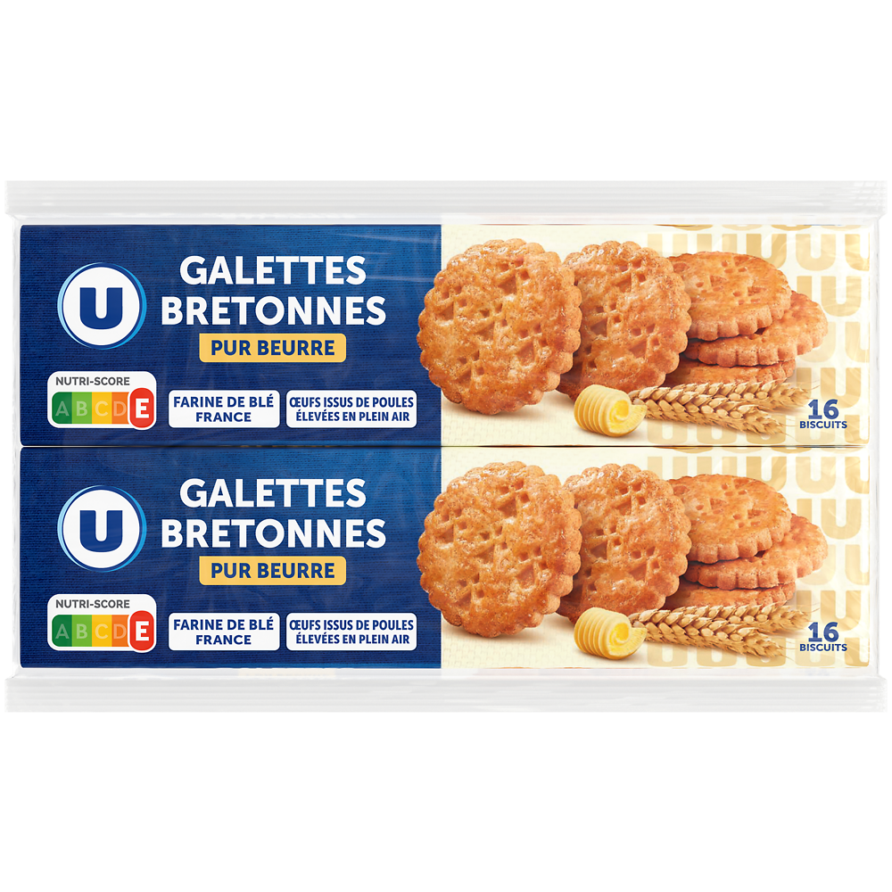 U Biscuits Galettes bretonnes pur beurre 2 paquets