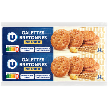 U Biscuits Galettes bretonnes pur beurre 2 paquets