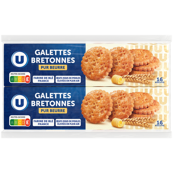 U Biscuits Galettes bretonnes pur beurre 2 paquets