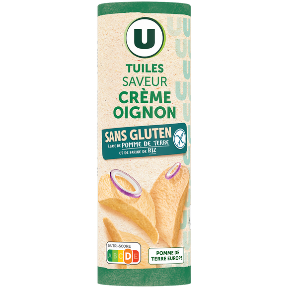 U SANS GLUTEN Tuiles saveur crème oignon sans gluten, tubo 170g