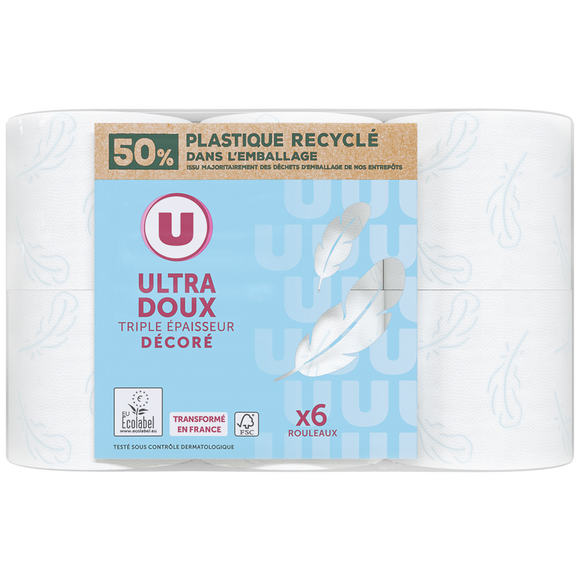 U Papier toilette décoré 3 plis 6 rouleaux