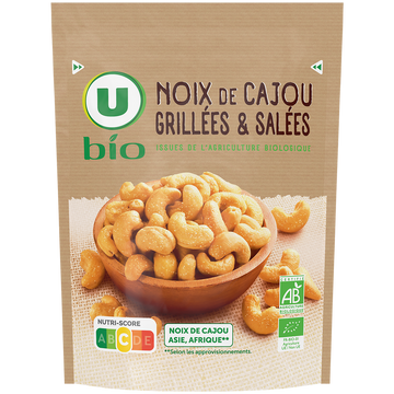 U BIO Noix de cajou grillées salées , paquet 100g
