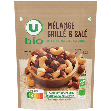 U BIO Mélange grillé salé , paquet 100G
