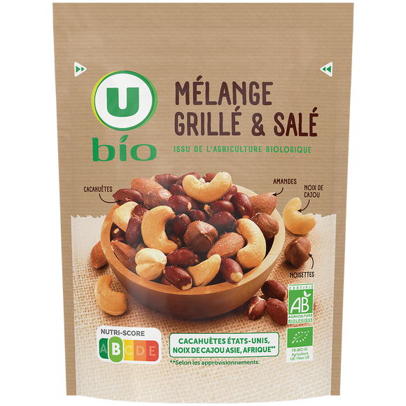 U BIO Mélange grillé salé , paquet 100G