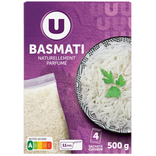 U Riz long basmati 4 sachets cuisson de 125g, 500g