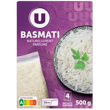 U Riz long basmati  4 sachets cuisson de 125g, 500g