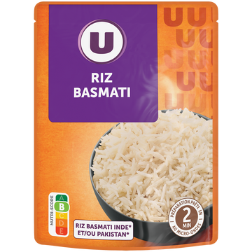 U Riz basmati nature micro-ondable 2 minutes  sachet de 250g