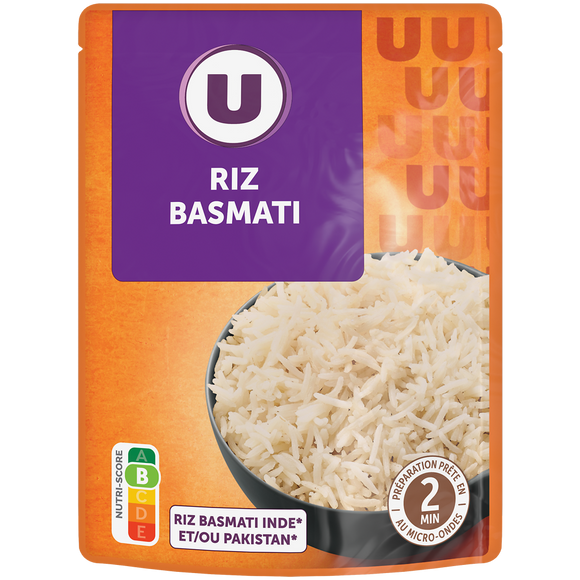 U Riz basmati nature micro-ondable 2 minutes  sachet de 250g