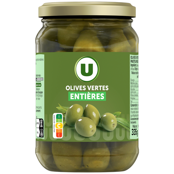 U Olives vertes entières 37cl, 200g
