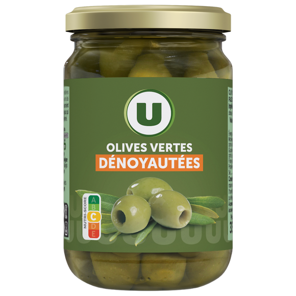 U Olives vertes dénoyautées bocal de 37cl - 160g