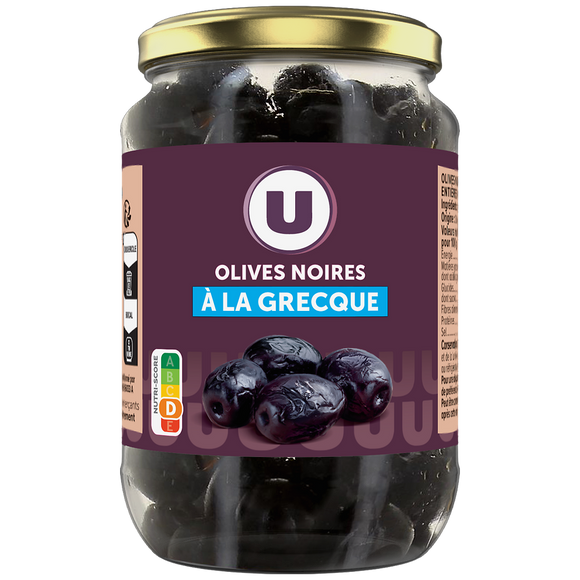 U Olives noires entières façon grecque bocal de 235g