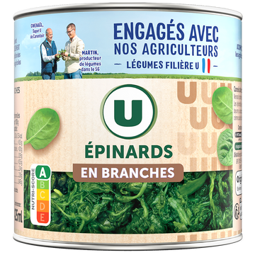 U Epinards en branches - Boîte de 265g net égoutté