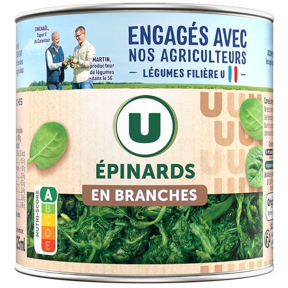 U Epinards en branches - Boîte de 265g net égoutté