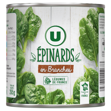 U Epinards en branches  - Boîte de 265g net égoutté