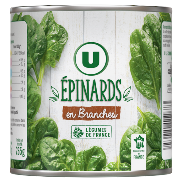 U Epinards en branches  - Boîte de 265g net égoutté