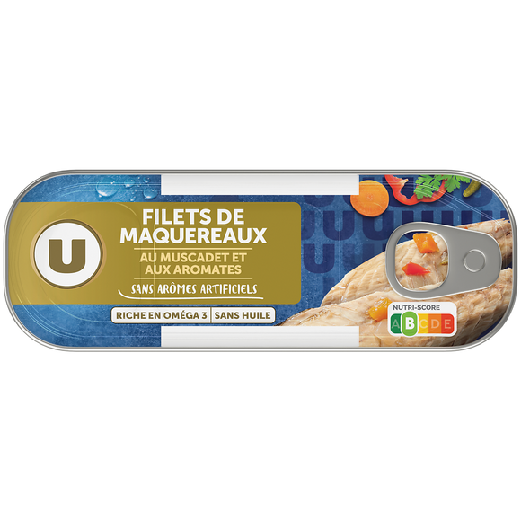 U Filets de maquereaux au muscadet et aromates boîte de 176g