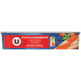 U Filets maquereaux sauce tomate basilic  1/4, boîte de 169g