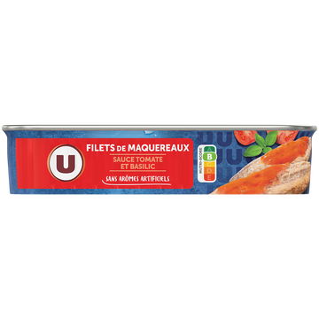 U Filets maquereaux sauce tomate basilic  1/4, boîte de 169g