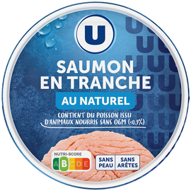 U Saumon au naturel sans peau et sans arête  boîte de 1/5, 112g