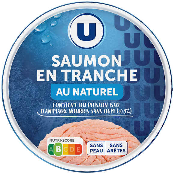 U Saumon au naturel sans peau et sans arête  boîte de 1/5, 112g