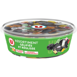 U Assortiment de bonbons gélifiés et réglisse aromatisés boîte de 600g