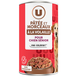 U Aliment pour chien senior Patée et morceaux à la volaille boite 3/21,25kg