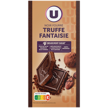 U Chocolat noir fourré à la truffe fantaisie, éclats de fèves de cacao caramélisés Tablette de 150g