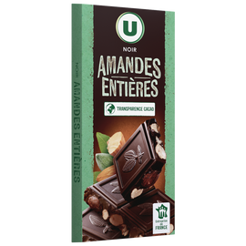 U Chocolat noir aux amandes  Tablette de 200g