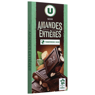 U Chocolat noir aux amandes  Tablette de 200g