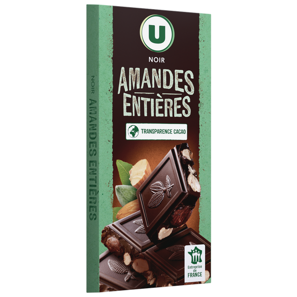 U Chocolat noir aux amandes  Tablette de 200g