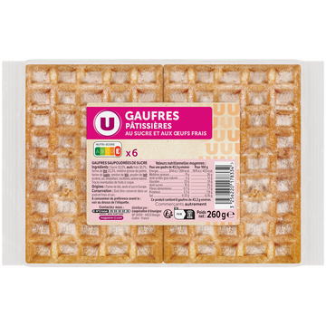 U Gaufres pâtissières au sucre, 260g