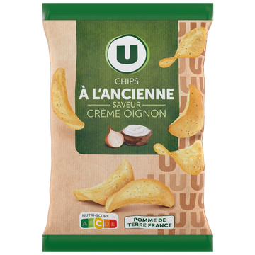 U Chips à l'ancienne saveur crème et oignon  paquet de 135g
