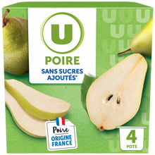 U Dessert fruitier coupelle Poire sans sucres ajoutés, 4x100g