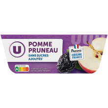 U Dessert fruitier coupelle pommes et pruneaux sans sucres ajoutés 4x100g