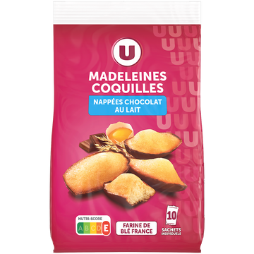 U Madeleines coquilles nappées de chocolat au lait U 250g